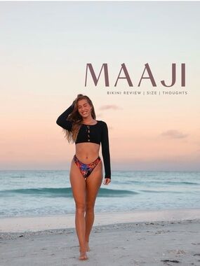SET Maaji Black Long-Sleeve Bikini Top with Multicolor Tropical Bottom